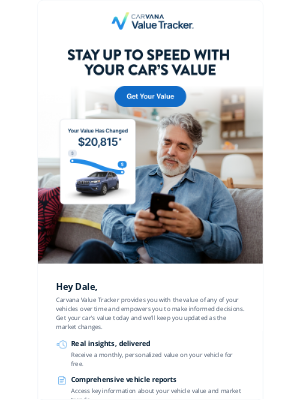 Carvana - Your car’s value tracker is here, Dale!