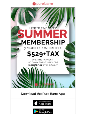 Pure Barre - 3 months Prepaid Summer Membership!