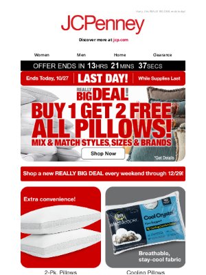 JCPenney - Last chance❗Buy 1 Get 2 FREE all pillows