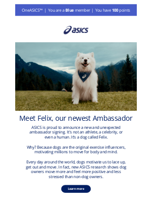 ASICS (United Kingdom) - Meet our newest Ambassador…Felix the dog.
