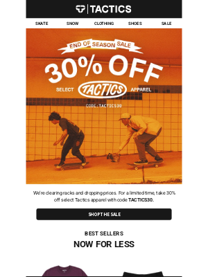 Tactics - 30% off select Tactics apparel!