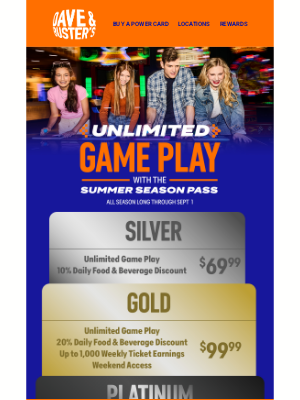 Dave & Buster's - Get Unlimited Game Play