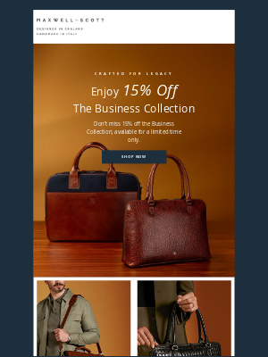 maxwellscottbag - Re: 15% Off Business Accessories