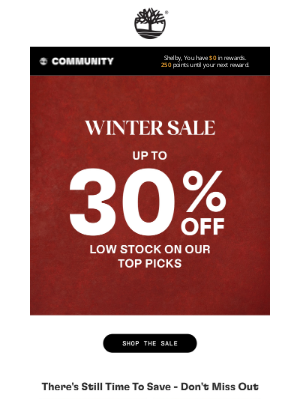 Timberland - There's Still Time to Shop WINTER SALE!​