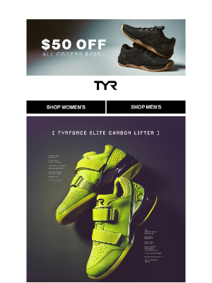 TYR Sport - $50 Off All Orders $200+. Shop TYRFORCE Elite Carbon Lifter