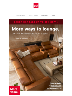 Value City Furniture - Heads (& feet) up: up to 20% OFF.