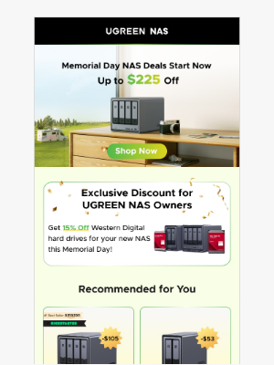 Ugreen - Up to $225 Off! - Memorial Day NAS Deals Start Now🏕️