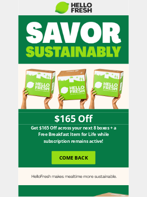HelloFresh USA - $165 Off on a sustainable option