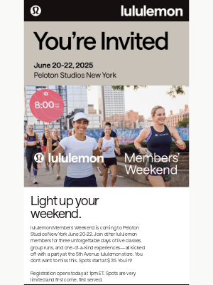 Lululemon - Register today for Members' Weekend