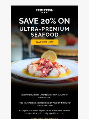 PrimeFish Seafood Co. - 20% Off Ultra-Premium Seafood