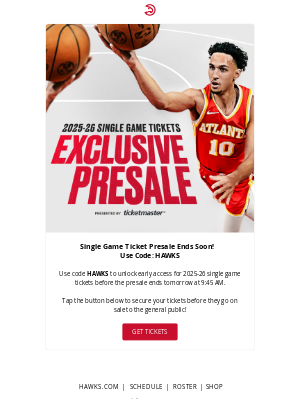 Atlanta Hawks - Ticket Presale Ends Soon ⏰