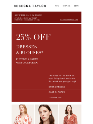 Rebecca Taylor - Your Mid-Week Treat: 25% Off Dresses & Blouses