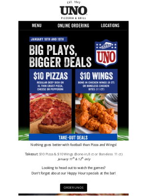 Uno Pizzeria & Grill - 🍗 🏈Another day of football, another day of deals! 🍗 🏈