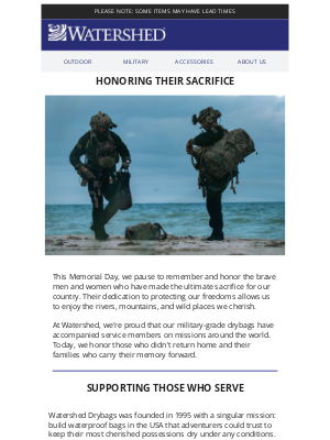 Watershed Drybags - Honoring Those Who Gave All This Memorial Day