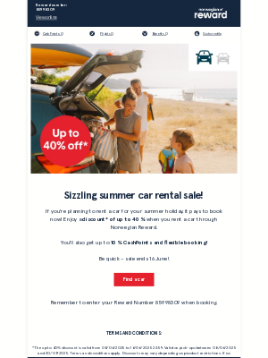 Norwegian Air Shuttle - Save up to 40% on car rentals for your summer holiday! ☀️ 🚗