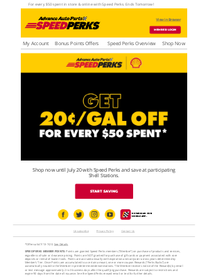 Advance Auto Parts - Last Chance! Get 20¢/Gal Off Your Next Fill Up! ⛽