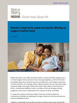 Nestle - Nestlé to expand its maternal health offering to support motherhood