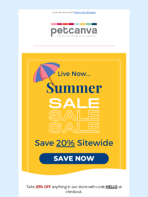 Pet Canva - Hi, 20% OFF Sitewide 🏖️😎 Summer Sale ....