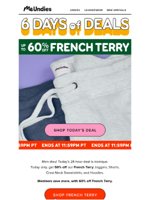 MeUndies - Get up to 60% off our French Terry collection