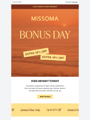 Missoma - BONUS DAY: Extra 10% off just for you