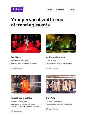 StubHub - Your event lineup