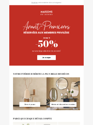 MaisonsduMonde (France) - Jusqu'à -50% : Craquez sur vos favoris déco