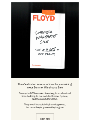 Floyd - Save up to 60% during our Warehouse Sale