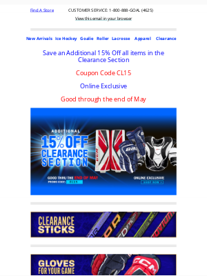 Perani’s Hockey World - Save an Additional 15% Off all items in the clearance section