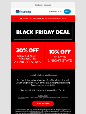 Travelodge (United Kingdom) - **DON'T MISS OUT**! Our Black Friday deal ends soon