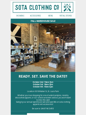 Sota Clothing - FALL WAREHOUSE SALE!