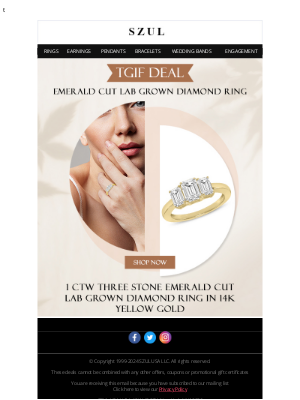 Szul - TGIF DEAL - Emerald Cut Lab Grown Diamond Ring