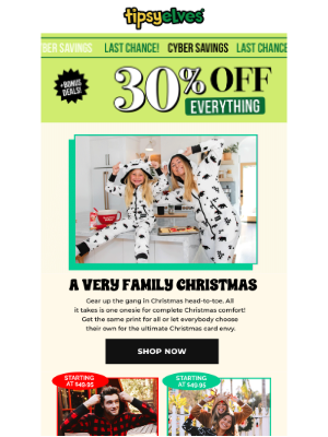 Tipsy Elves - 30% OFF family onesies & sweaters 🧸