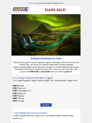 Gate 1 Travel - $709* Iceland's Northern Lights with Flights from New York