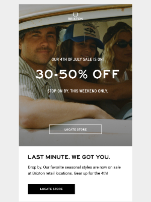 Brixton LLC - In-Store. 4th of July Sale!