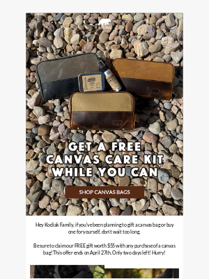 Kodiak Leather Co. - Hey Kodiak Family, LAST CHANCE for your free gift! ⌛🏃