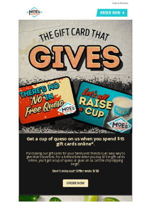 Moe’s Southwest Grill - Get a cup of queso or guac on us*