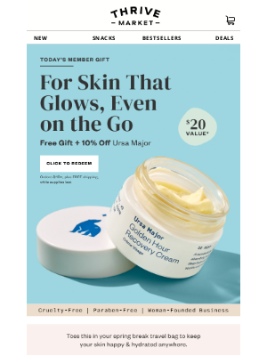 Thrive Market - FREE hydrating face cream ($20 value) 🌟