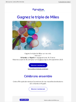 Air France - Célébrons ensemble : gagnez le triple de Miles
