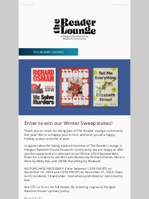 Penguin Random House - Enter to Win our Winter Sweepstakes! 📚