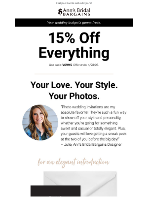 Anns Bridal Bargains - 7 New Photo Invitations