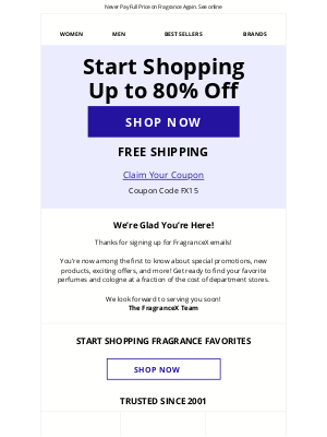 FragranceX - Welcome to FragranceX, Coupon Inside
