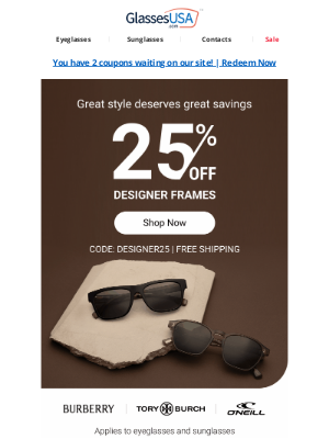 Glasses USA - 25% OFF 👓🕶️ Must-have savings on must-have designer brands
