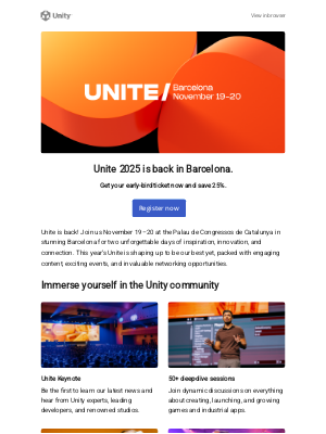Unity - Register now & save! Unite Barcelona, November 19–20