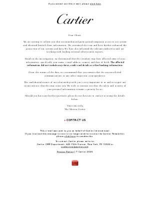 Cartier - Cartier: Important Information Regarding Your Personal Information