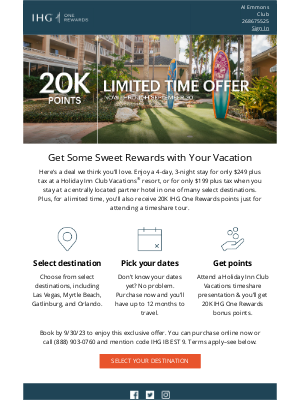 Intercontinental Hotel Group - For a limited time, get 20K points and a $199 vacation