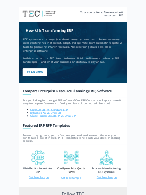 Technology Evaluation Centers - AI is rewriting the rules of ERP — are you ready?