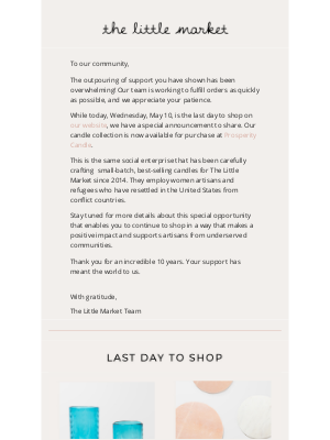 The Little Market - Last Day to Shop and a Special Announcement!