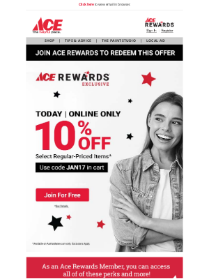 Ace Hardware - 10% Off Online - Today Only!