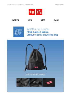 UNIQLO (Australia) - FREE Limited Edition UNIQLO Sports Drawstring Bag