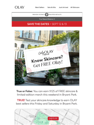 Olay - 📅 Mark Your Calendar: FREE Olay In Bryant Park!